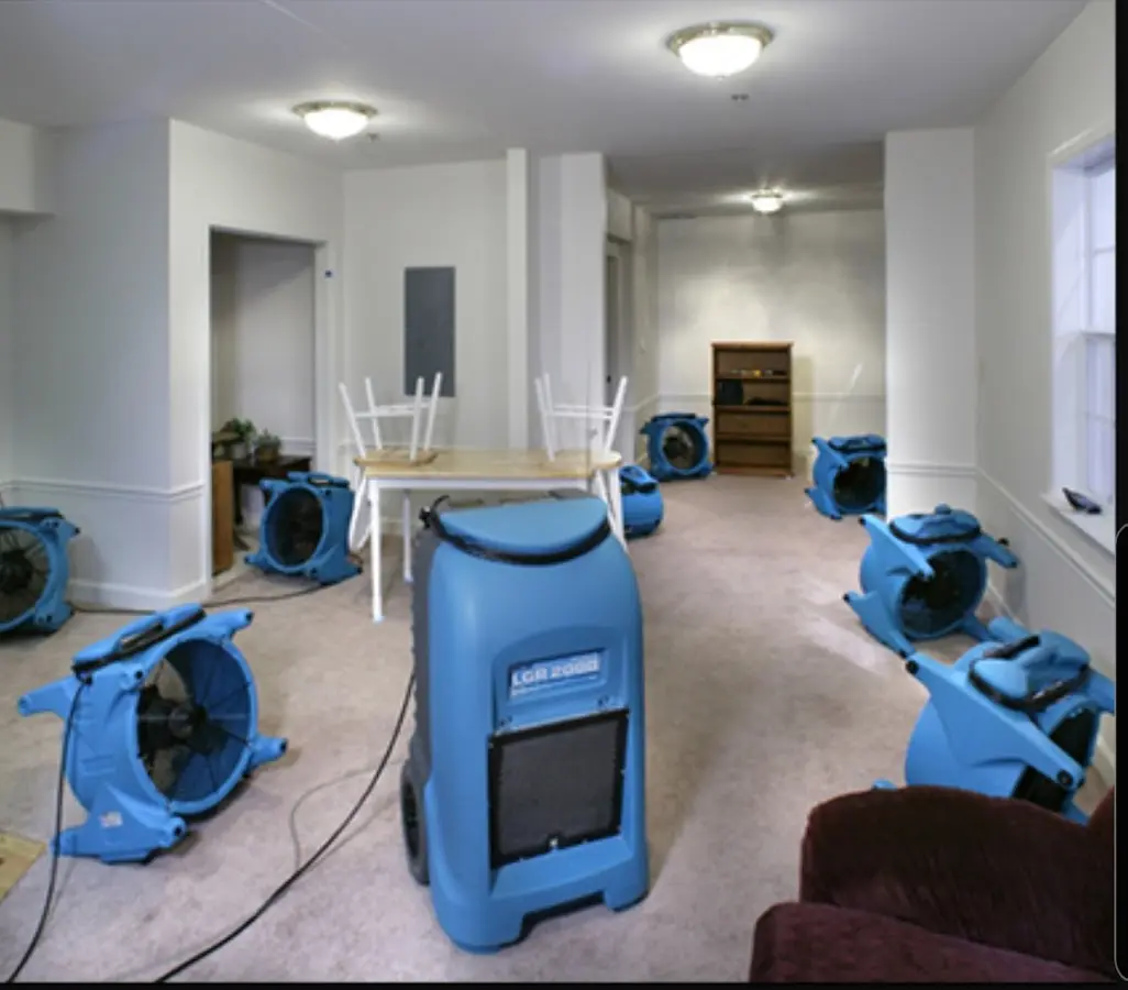 Air movers and dehumidifier setup for Water Damage Restoration in Waikoloa Village